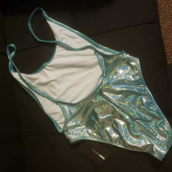 Fashion Nova Standout Metallic Swimsuit - Picture 4 of 6